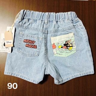 ディズニー(Disney)のしまむら　リトシー ショートパンツ　ミッキー　90 サックス　デニム(パンツ/スパッツ)