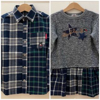 ダブルビー(DOUBLE.B)の【美品】ミキハウス DOUBLE. B シャツ ワンピース 110 双子(ワンピース)