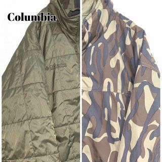 コロンビア☆Columbia、カモフラ、迷彩、ダウン、ジャケット、リバーシブル