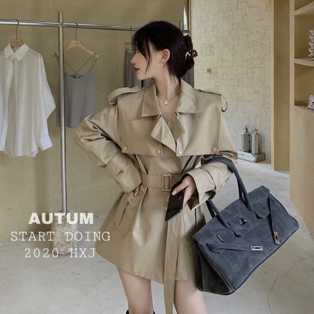 【新品・未使用】中国ファッション Hongmeinu ショートトレンチジャケット | フリマアプリ ラクマ