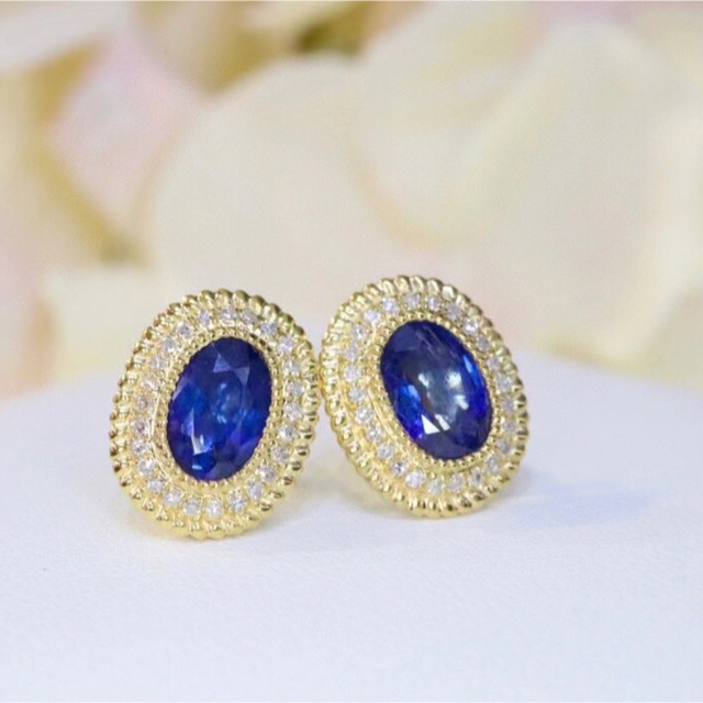 最愛 ロイヤル 天然 ブルーサファイア f k18 ピアス1.48ct ダイヤ