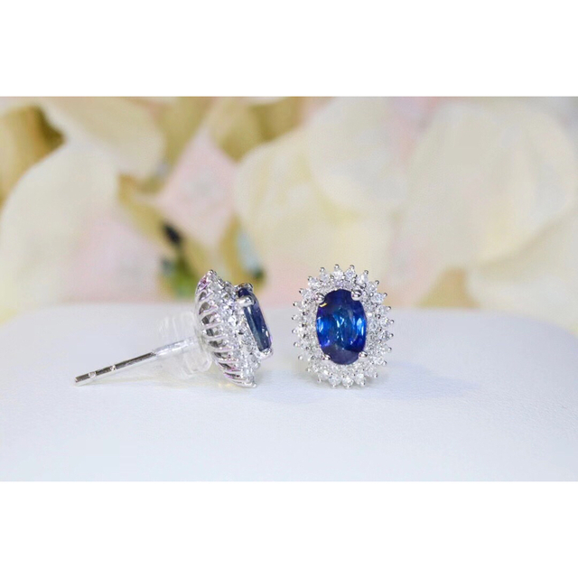 天然 ロイヤル ブルーサファイア ダイヤ ピアス1.08ct k18 f 天然 ロイヤル ブルーサファイア ダイヤ ピアス1.08ct k18 f