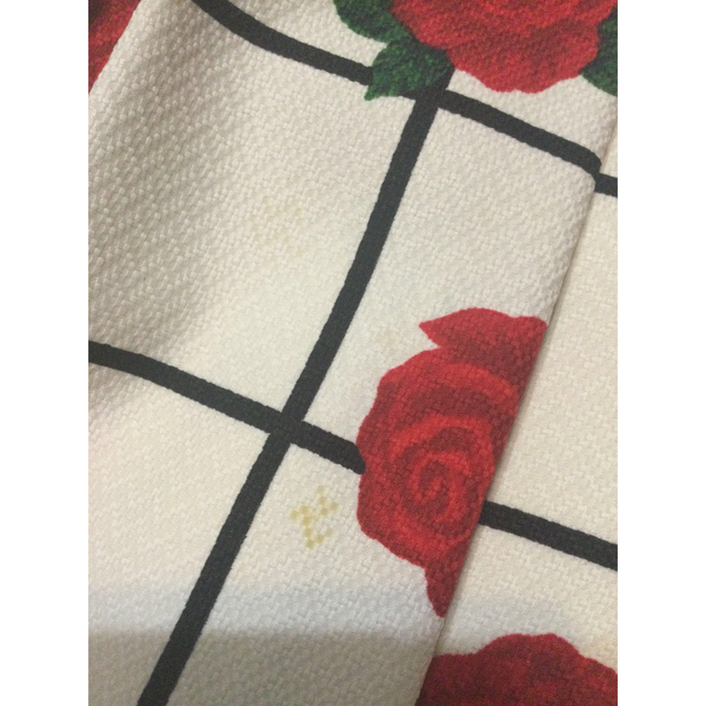 M'S GRACY(エムズグレイシー)のM'sGRACY  ワンピース  格子  薔薇柄  白 黒  赤 レディースのワンピース(ひざ丈ワンピース)の商品写真