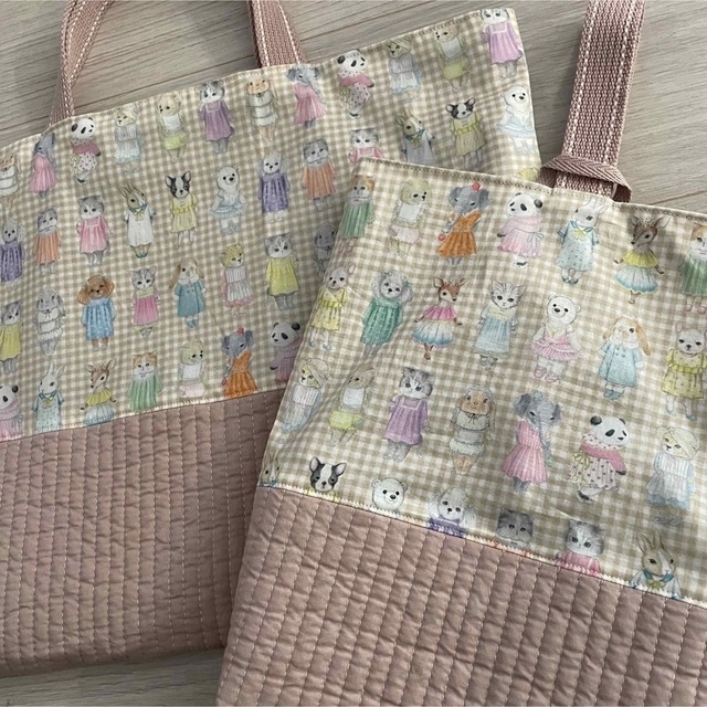 franche lippee(フランシュリッペ)のヌビキルト　ユキエモン　handmade レッスンバッグ　上靴入れ ハンドメイドのキッズ/ベビー(バッグ/レッスンバッグ)の商品写真