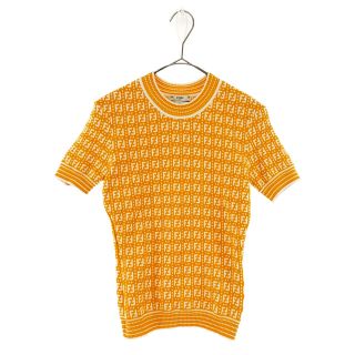 フェンディ(FENDI)のFENDI フェンディ 20SS ズッカ柄 ジャガード 半袖ニットTシャツ オレンジ レディース(ニット/セーター)