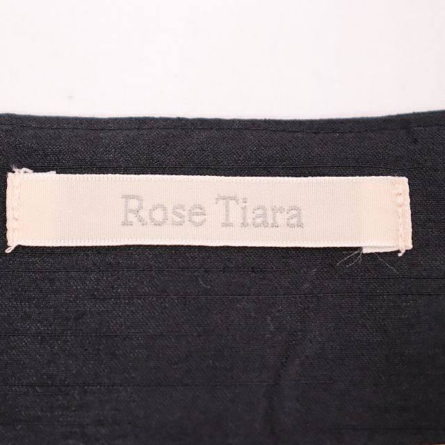 Rose Tiara(ローズティアラ)のRose Tiara　ノーカラージャケット　レディース　3Lサイズ　黒　未使用品 レディースのジャケット/アウター(ノーカラージャケット)の商品写真