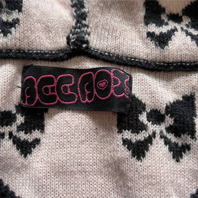 ♡ リボン　ニットワンピ　黒×ピンク　フード　ニット　スカート　120 ♡ キッズ/ベビー/マタニティのキッズ服女の子用(90cm~)(ワンピース)の商品写真