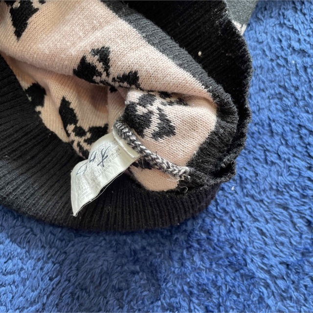 ♡ リボン　ニットワンピ　黒×ピンク　フード　ニット　スカート　120 ♡ キッズ/ベビー/マタニティのキッズ服女の子用(90cm~)(ワンピース)の商品写真