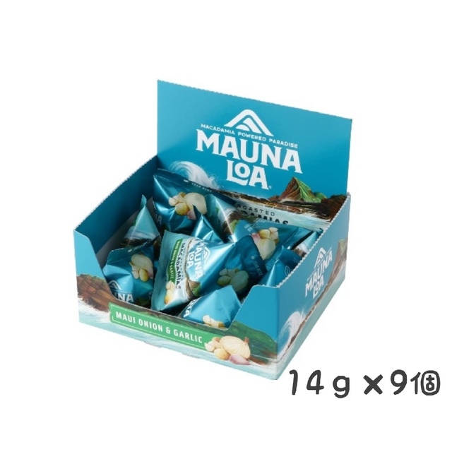 食品　マウナロア　マウイオニオンガーリックマカデミアナッツ14g×9袋