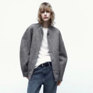 ザラ(ZARA)のzara ザラ　ポケットオーバーサイズボンバージャケット　グレー(ブルゾン)