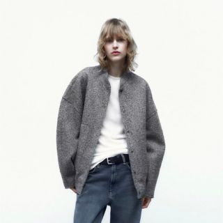 ザラ(ZARA)のzara ザラ　ポケットオーバーサイズボンバージャケット　グレー(ブルゾン)