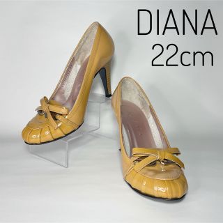 ダイアナ(DIANA)の【美品✨】DIANA イエロー　エナメル　リボン(ハイヒール/パンプス)