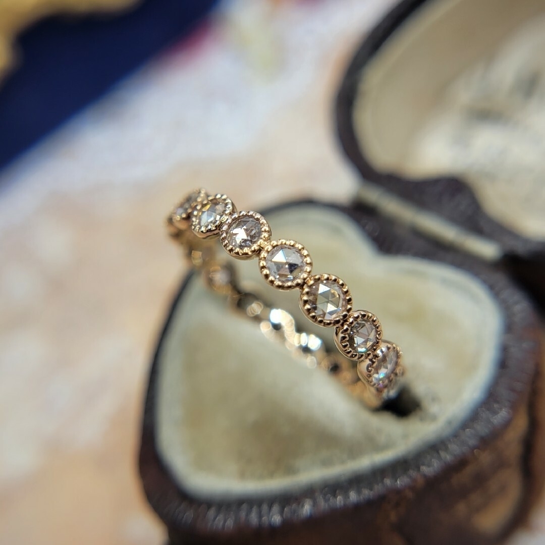 ☺️🌼ラウンド ミルウチ ローズカットダイヤモンド フルエタニティ リング レディースのアクセサリー(リング(指輪))の商品写真