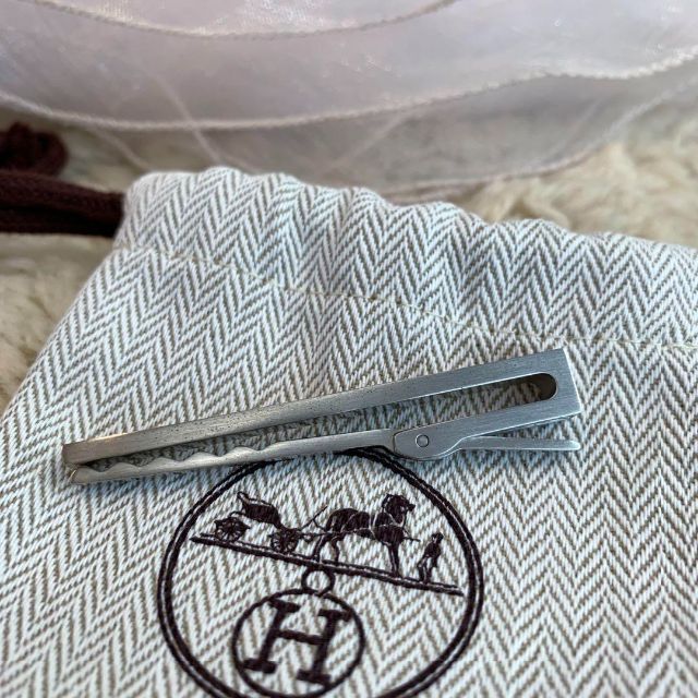 ☆超美品☆HERMES リヴァプール タイピン タイバー シルバーxレッド