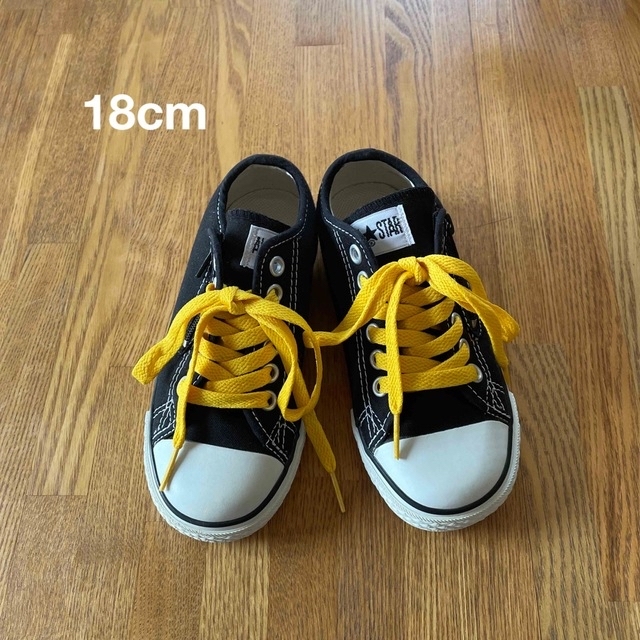 CONVERSE(コンバース)の美品☆converse☆キャンバススニーカー　ブラック/18cm キッズ/ベビー/マタニティのキッズ靴/シューズ(15cm~)(スニーカー)の商品写真