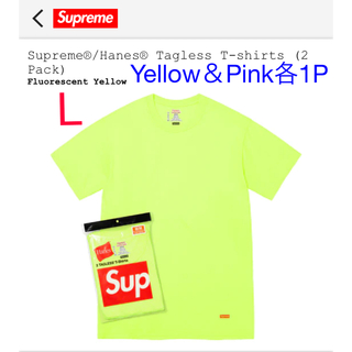 シュプリーム(Supreme)のSupreme/Hanes Tagless Tees Yellow & Pink(Tシャツ/カットソー(半袖/袖なし))