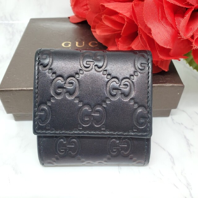 Gucci(グッチ)の【美品】 GUCCI グッチ GG シマ コインケース 小銭入れ 財布 レザー メンズのファッション小物(コインケース/小銭入れ)の商品写真