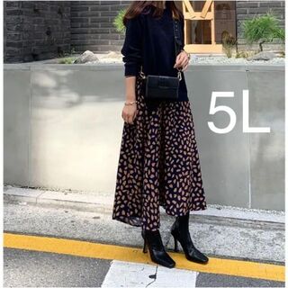 ドッキングワンピース　5L 韓国ファッション　大きいサイズ　プラスサイズ　ニット(ロングワンピース/マキシワンピース)