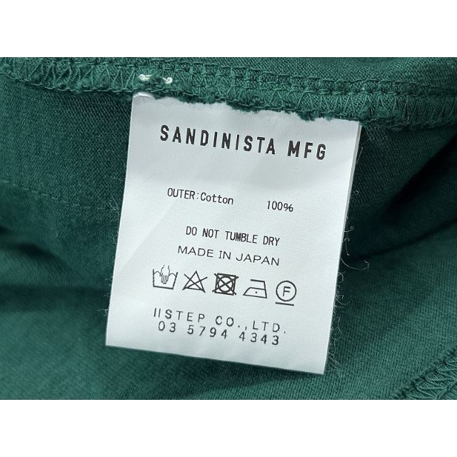 Sandinista(サンディニスタ)の美品 サンディニスタ イージーフィット ヘリンボーン ライン Tシャツ 緑 S メンズのトップス(Tシャツ/カットソー(七分/長袖))の商品写真