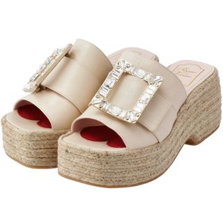 ロジェヴィヴィエ(ROGER VIVIER)のロジェ ヴィヴィエ ROGER VIVIER プラットフォームサンダル エスパドリーユ ストラスバックル 厚底 ミュール RVW61931050 NK0 C019(サンダル)