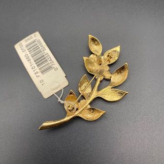 【箱付・美品】クリスチャンディオール リーフ ストーン ゴールド ブローチ