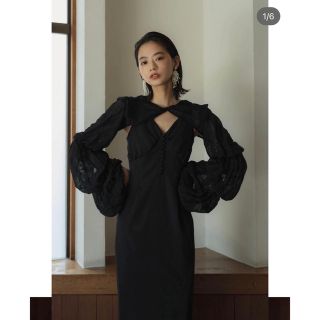 アメリヴィンテージ(Ameri VINTAGE)のKnuth Marf balloon bolero one pieceBlack(ロングワンピース/マキシワンピース)