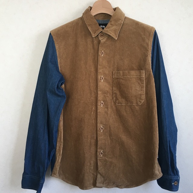 stussy ステューシー コーデュロイ デニム切替 シャツ