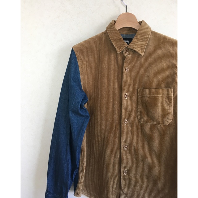 stussy ステューシー　コーデュロイ　デニム切替　シャツ