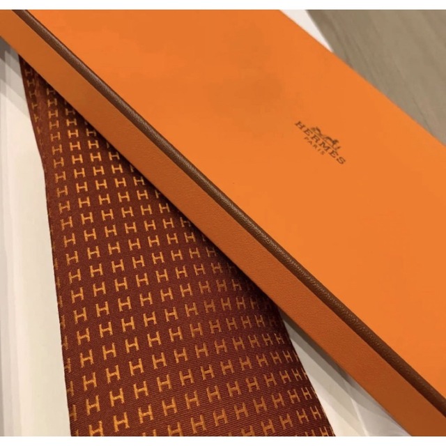 Hermes - HERMES エルメス ネクタイ エルメスロゴ オレンジ シルク100 ...