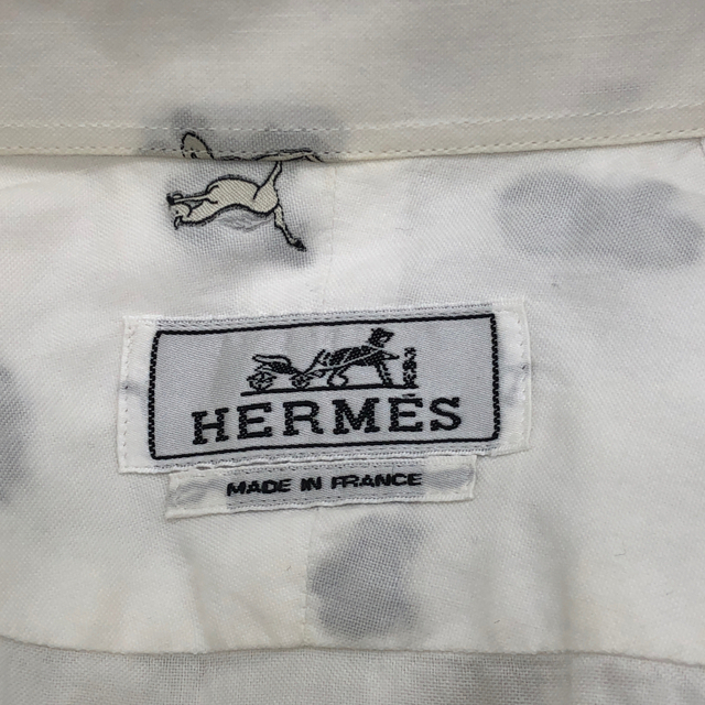 エルメス HERMES ホース刺繍コットンシャツ 長袖シャツ メンズ