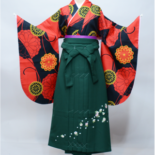 袴セット ジュニア用へ直し 135～150cm 赤地 袴色変更可 NO36039(和服/着物)