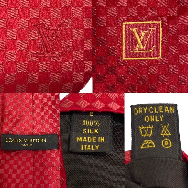 LOUIS VUITTON ルイヴィトン ネクタイ スクエア 赤 シルク    レッド 赤 メンズ ギフト 美品【品】