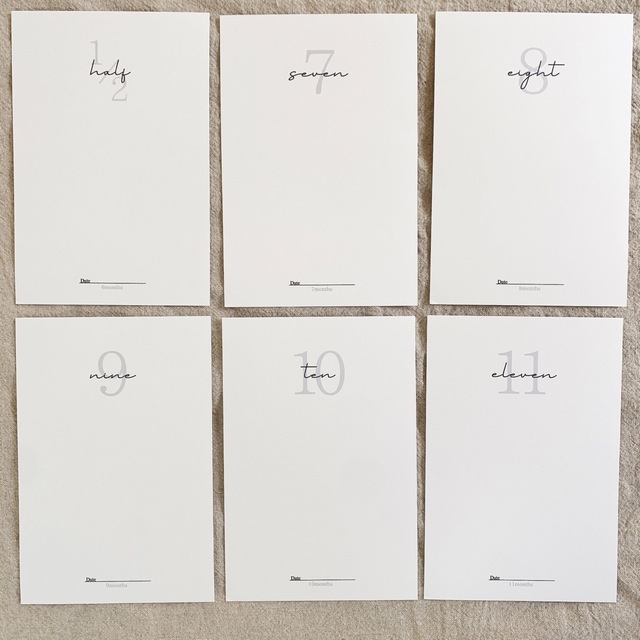 モノクロ｜月齢カード　マンスリーカード　14枚　スタンプパッド　セット　手形