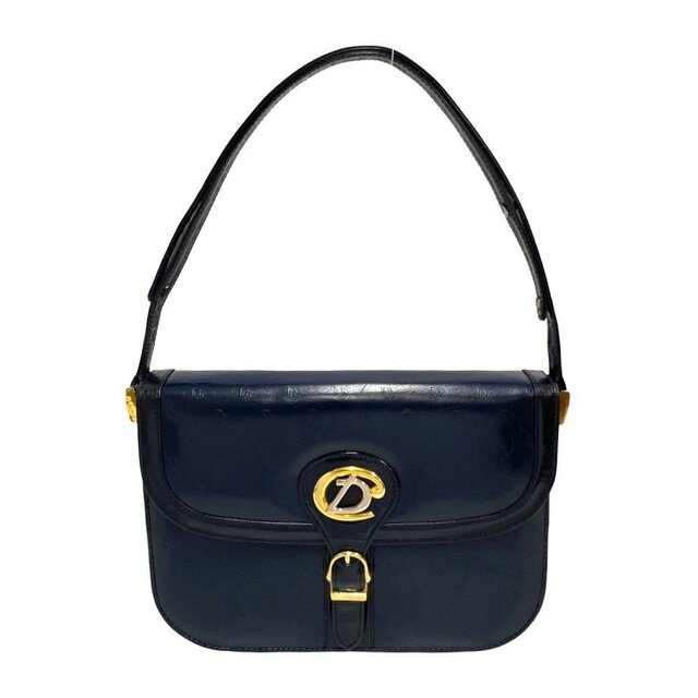 極 美品 レア Christian Dior ディオール CD ロゴ 金具 レザー 本革 2way ハンドバッグ セミ ショルダーバッグ ネイビー 59975 | フリマアプリ ラクマ