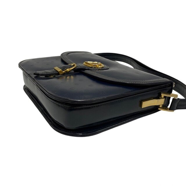 極 美品 レア Christian Dior ディオール CD ロゴ 金具 レザー 本革 2way ハンドバッグ セミ ショルダーバッグ ネイビー 59975