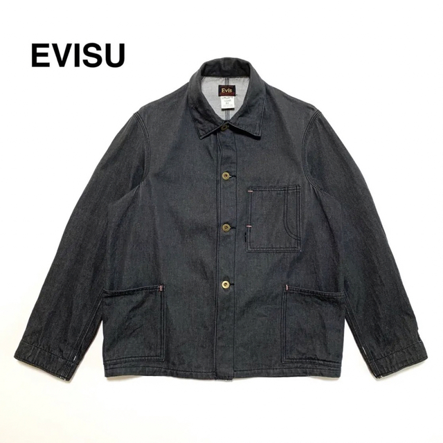 EVISU(エビス)の良品 エビス 90s ハウスタグ ヴィンテージ デニム カバーオール ジャケット メンズのジャケット/アウター(Gジャン/デニムジャケット)の商品写真