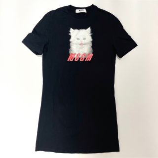 エムエスジイエム(MSGM)のMSGM ギャラクシーキャット　Tシャツワンピース　ブラック(ミニワンピース)