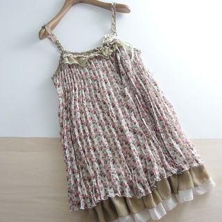 アクシーズファム(axes femme)の春夏　●アクシーズファム●　花柄チュニックワンピース　M♪　ベージュ系　匿名配送(ミニワンピース)