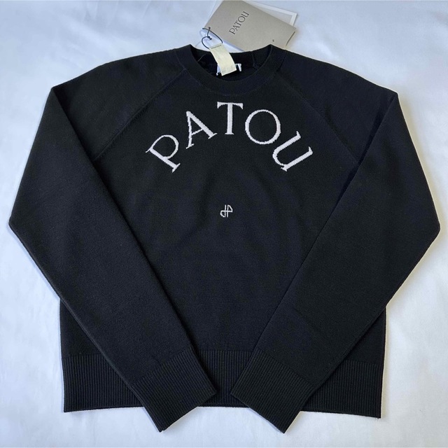 レディース22AW 新品未着用 黒L PATOU パトゥジャンパー ロゴ 長袖ニット