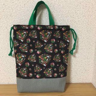 シューズ袋　巾着タイプ　上履き入れ　上靴袋　ハンドメイド　(シューズバッグ)