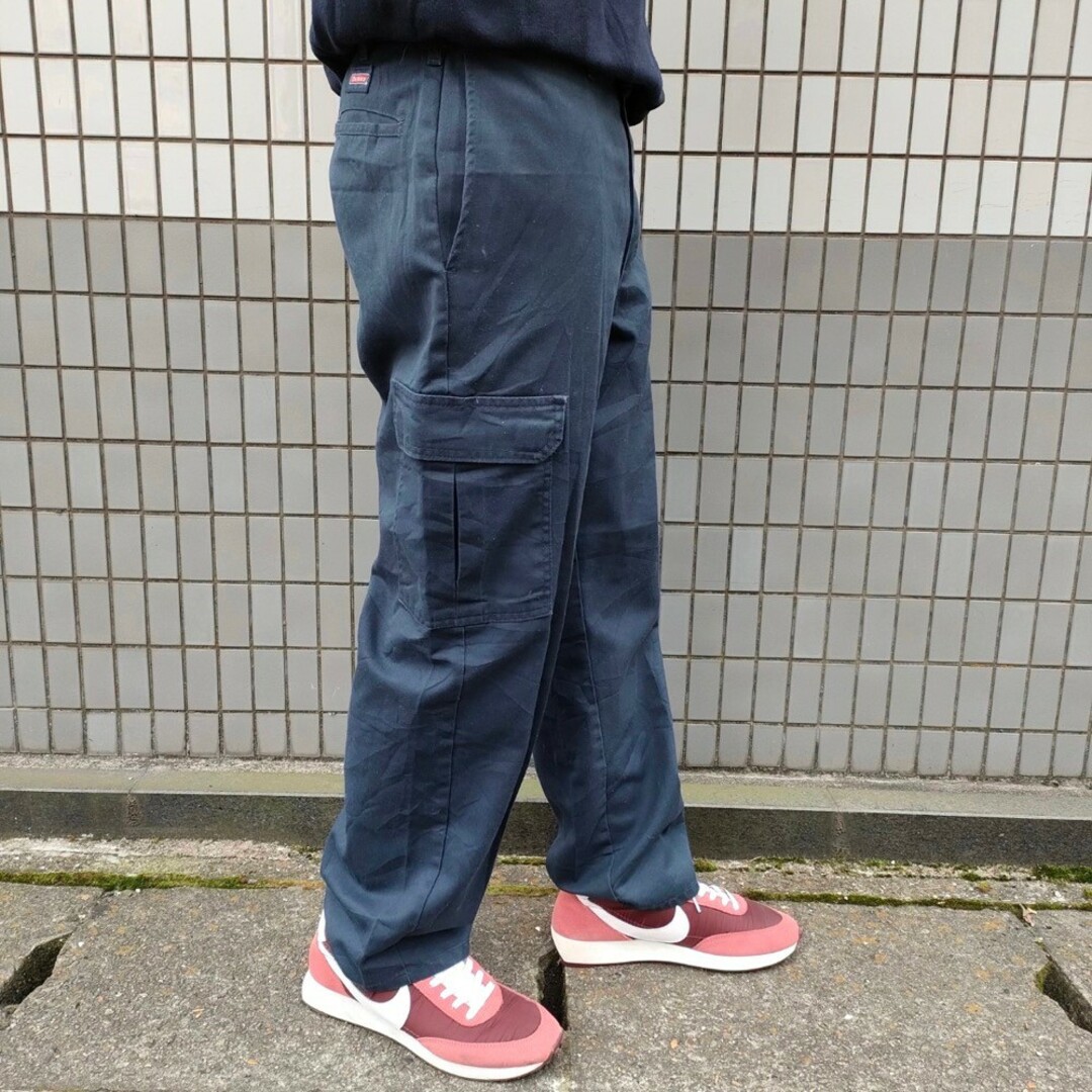 希少  Dickies XL ネイビー カーゴパンツ サイドポケット  レア