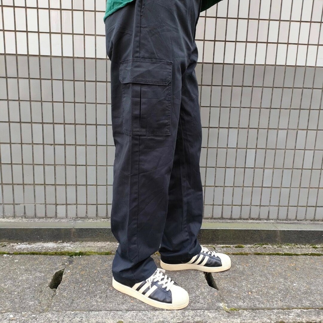 ディッキーズ Dickies カーゴ ワークパンツ 無地 サイズ：W36 L33 ブラック 【中古】