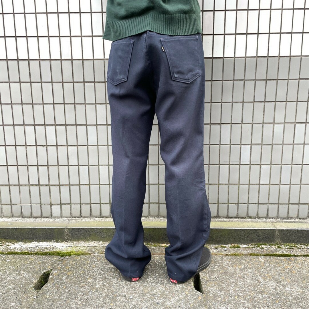 リーバイス Levi's 517 スタプレ ブーツカット スラックス サイズ：W35 L30.5 ネイビー MADE IN  U.S.A【Levis】古着 【中古】