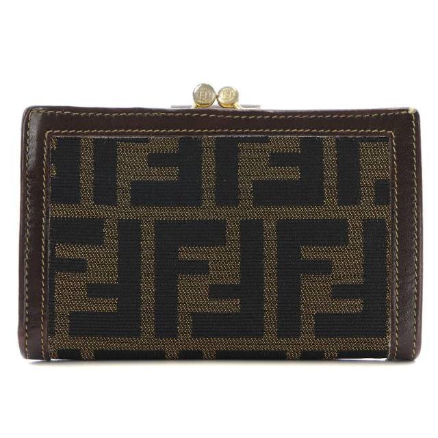 FENDI(フェンディ)のフェンディ 二つ折り財布 がま口 ズッカ柄 茶 黒 2251-01692-079 レディースのファッション小物(財布)の商品写真