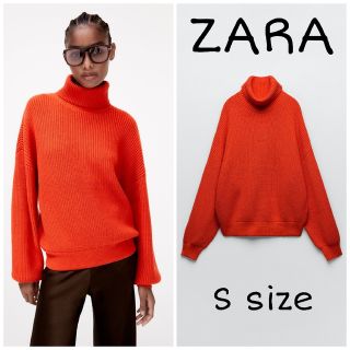 ザラ(ZARA)のZARA　ハイネックニットセーター　Sサイズ　オレンジ(ニット/セーター)