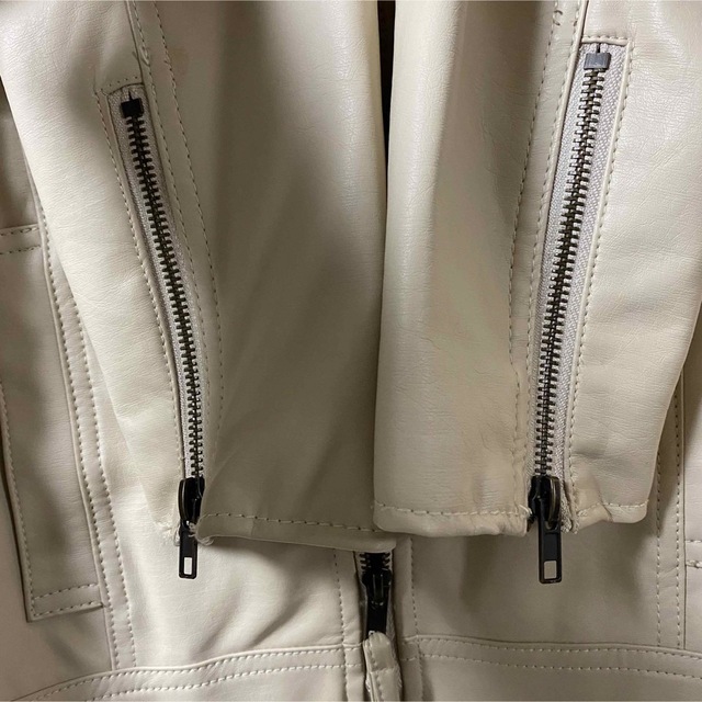 直営ストア w closet F ライダース レザージャケット 合皮 ベージュ ...