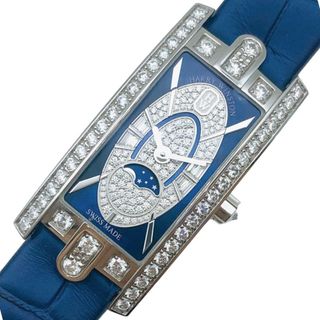 ハリーウィンストン(HARRY WINSTON)のハリーウィンストン HARRY WINSTON アヴェニューCミニ　ムーンフェイズ AVCQMP16WW004 ブルー/シルバー K18WG/革 クオーツ レディース 腕時計(腕時計)