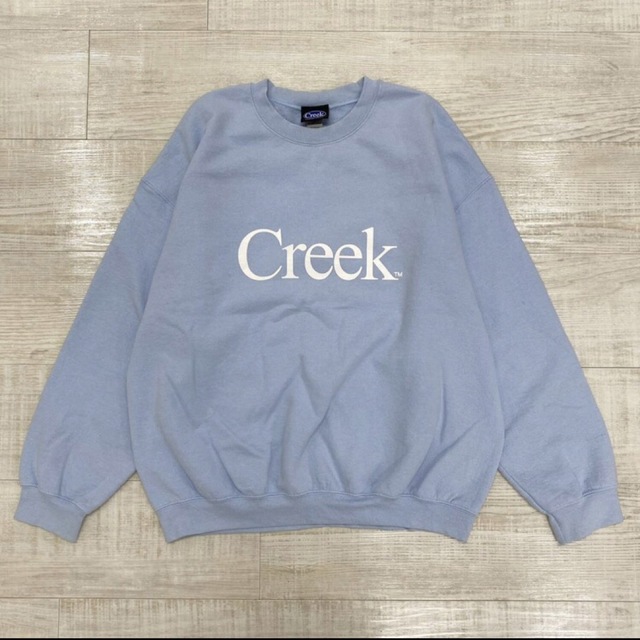 レアカラー Creek クリーク ロゴ クルーネック スウェット ブルー XL