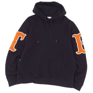 美品 バーバリー BURBERRY パーカー フーディー プルオーバー ロゴ ワッペン トップス メンズ M ブラック