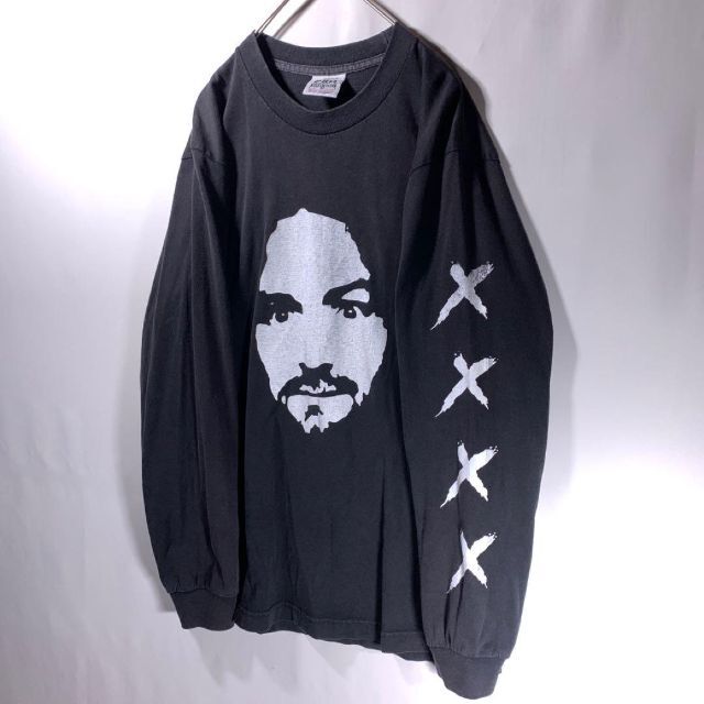 希少 US古着 PRO5 チャールズマンソン ロング Tシャツ 黒 Mの 希少 US古着 PRO5 チャールズマンソン ロング Tシャツ 黒 Mの